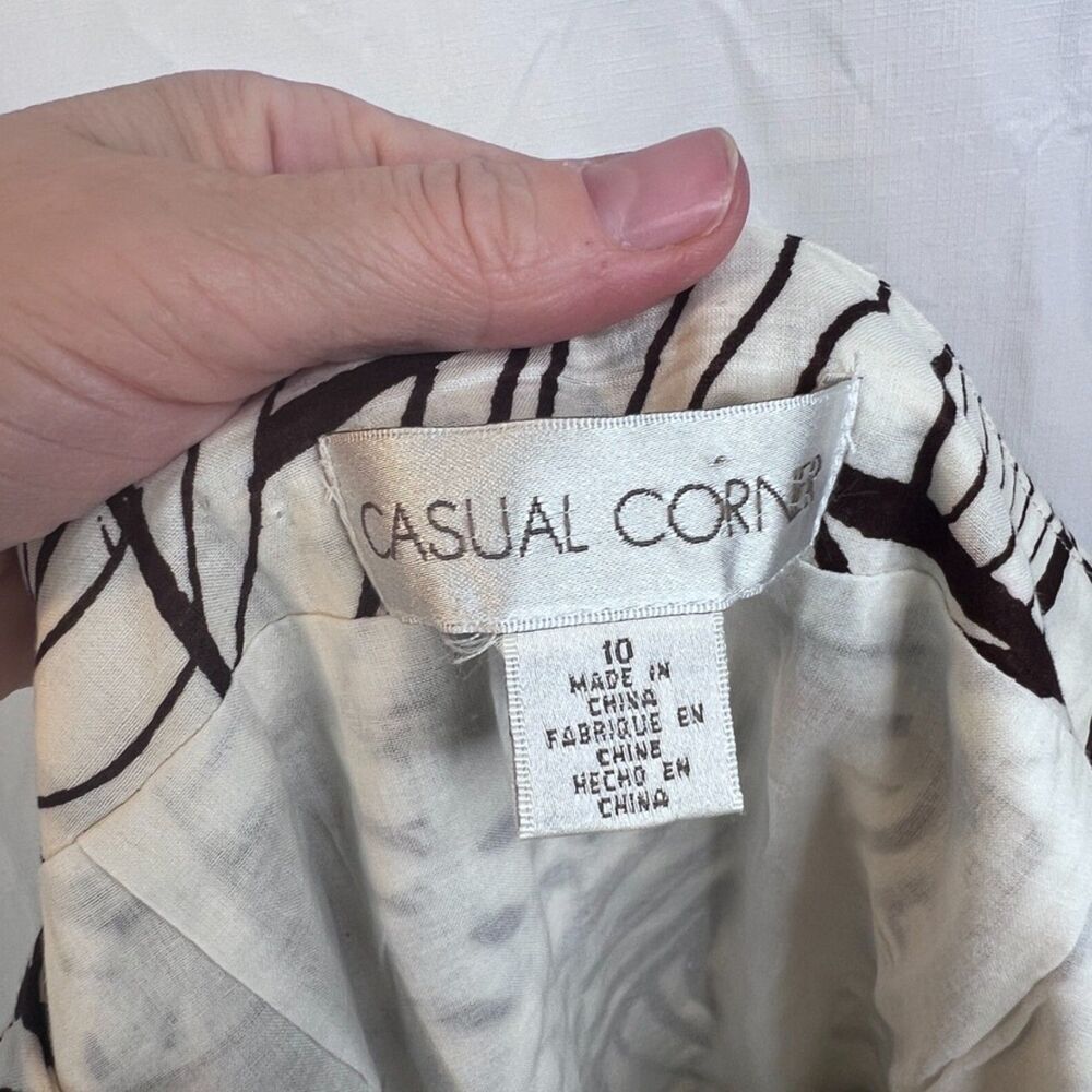 Casual Corner Aline Pleated Skirt 100% Cotton Lined Abstract Boho Size 10 Soft - Picture 7 of 10